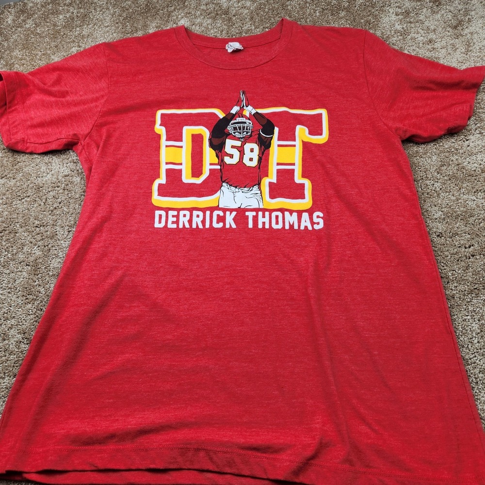 Charlie Hustle Mens Derrick Thomas Kansas City Chiefs Red Tri-Blend T-Shirt L
